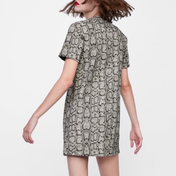 Zara Textured Snakeskin Shift Dress - Picture 1 of 3
